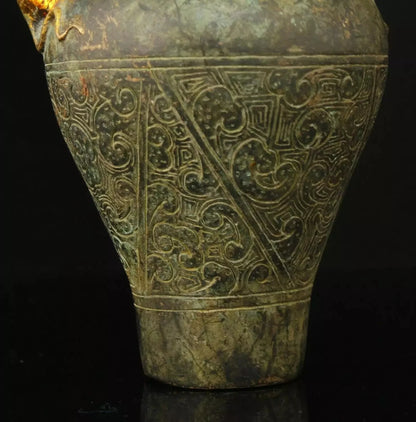 China Handwork Embossment Retro Bronze Gilding Snake Rat Vase Home Decoration