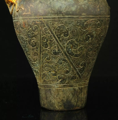 China Handwork Embossment Retro Bronze Gilding Snake Rat Vase Home Decoration