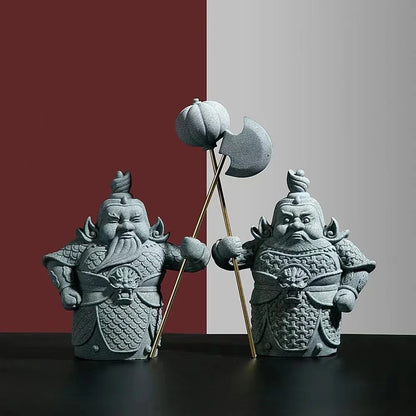 China Hum ha Door God Figure decoration statue  Green Sand Stone Art Sculpture Home Living Room, Office Art Statue Free Delivery
