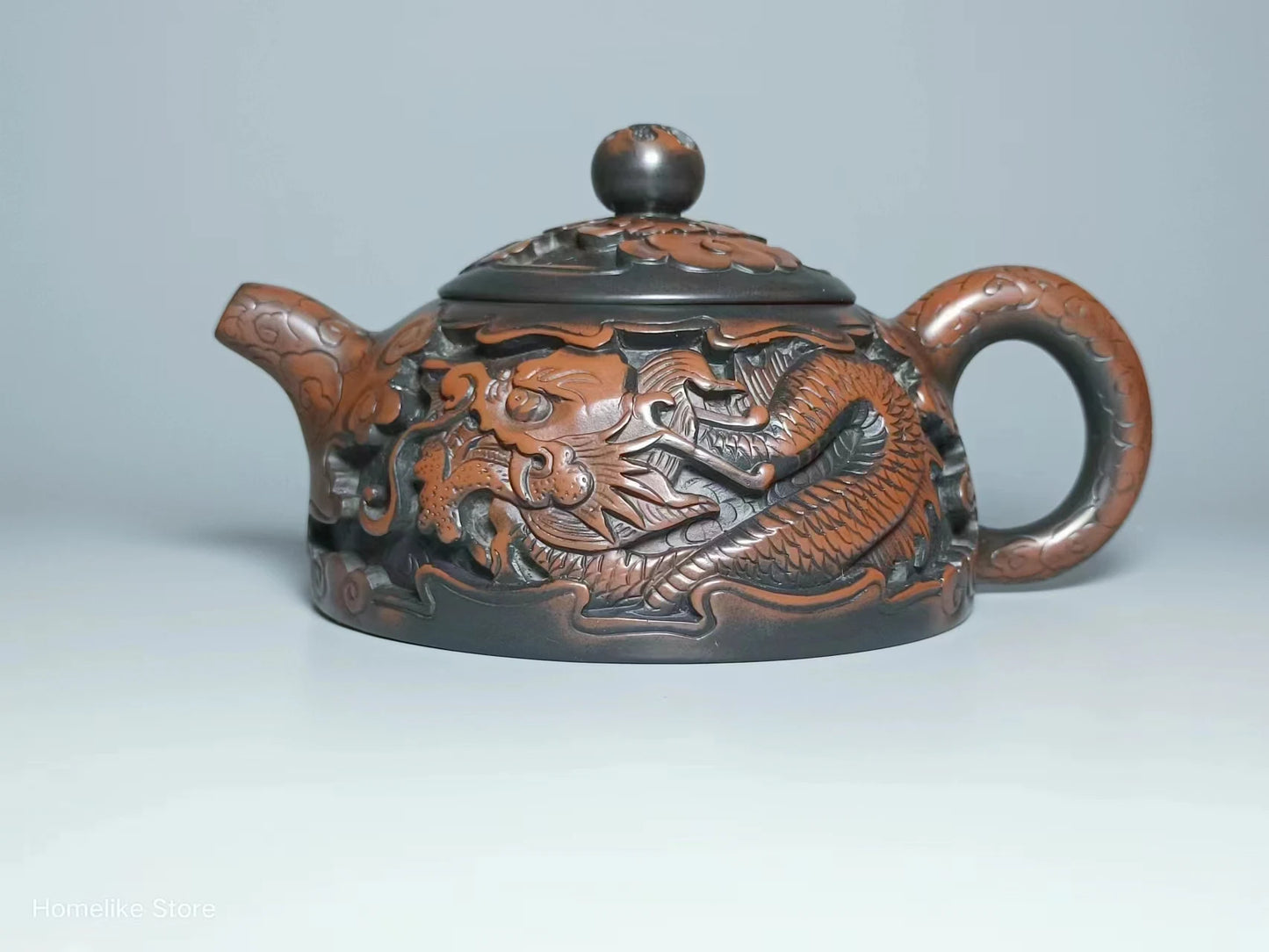 China Jianshui Purple Clay Not Yixing Ceramic Handmade Full Dragon Carving Teapot Kettle  Porcelain Kung Fu Tea Set Drinkware