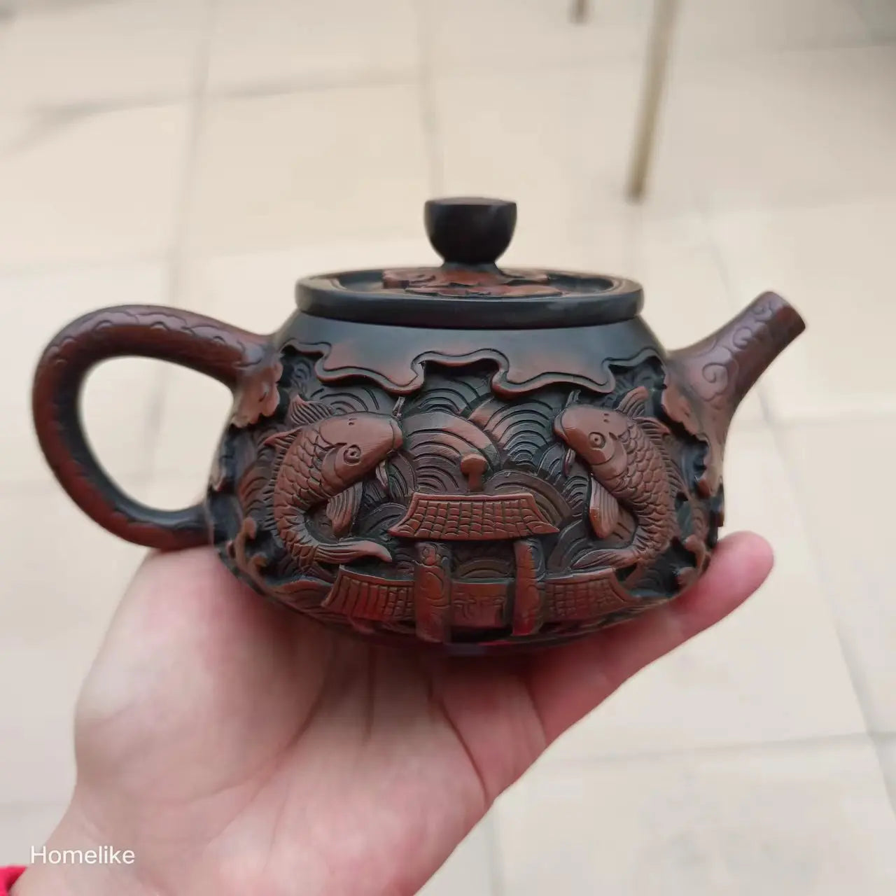 China Jianshui Purple Clay Not Yixing Ceramic Handmade Full Dragon Carving Teapot Kettle  Porcelain Kung Fu Tea Set Drinkware