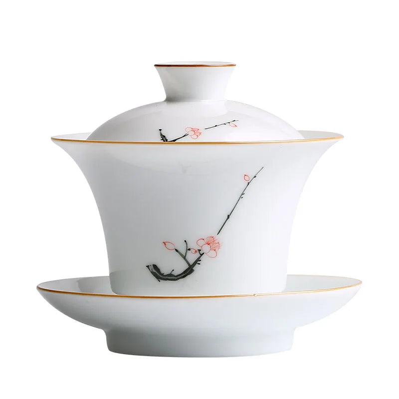 China Jingdezhen city porcelain gaiwan handpainted under glaze tureen covered bowl with saucer on sales 180ml free shipping new