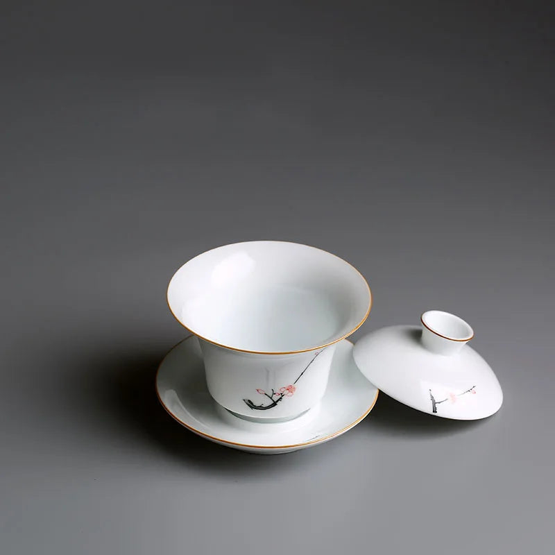 China Jingdezhen city porcelain gaiwan handpainted under glaze tureen covered bowl with saucer on sales 180ml free shipping new