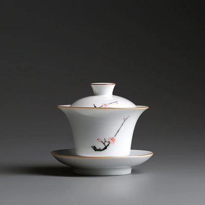 China Jingdezhen city porcelain gaiwan handpainted under glaze tureen covered bowl with saucer on sales 180ml free shipping new
