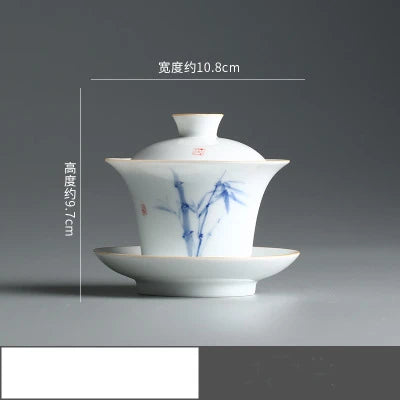 China Jingdezhen city porcelain gaiwan handpainted under glaze tureen covered bowl with saucer on sales 180ml free shipping new