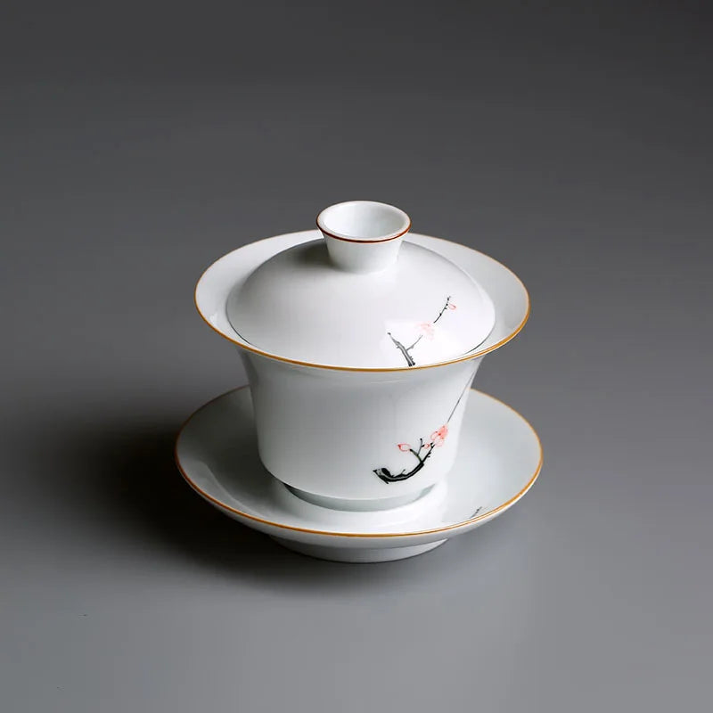 China Jingdezhen city porcelain gaiwan handpainted under glaze tureen covered bowl with saucer on sales 180ml free shipping new
