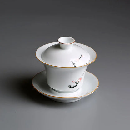 China Jingdezhen city porcelain gaiwan handpainted under glaze tureen covered bowl with saucer on sales 180ml free shipping new