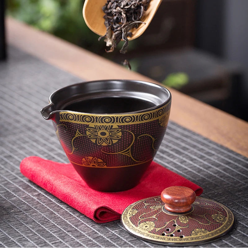 China Kung Fu Teapot Tea Set Ceramic Portable Teapot Set One Pot Four Cup Outdoor Travel Gaiwan Tea Cups of Tea Ceremony Teacup