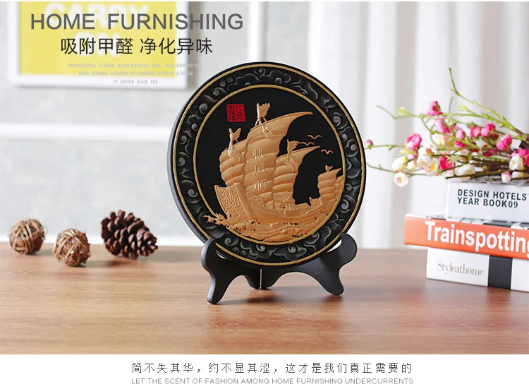China Leader National gift HOME office Comapny successful career thriving business sailing boat ART FENG SHUI carving Ornament