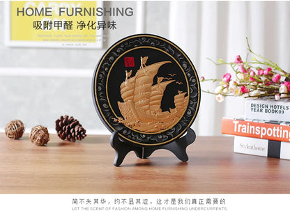 China Leader National gift HOME office Comapny successful career thriving business sailing boat ART FENG SHUI carving Ornament