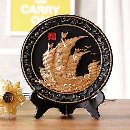 China Leader National gift HOME office Comapny successful career thriving business sailing boat ART FENG SHUI carving Ornament
