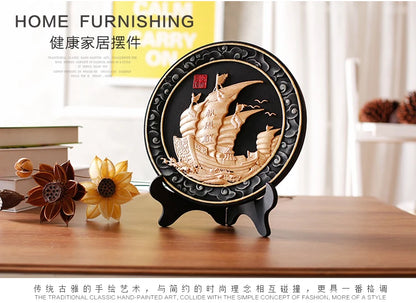 China Leader National gift HOME office Comapny successful career thriving business sailing boat ART FENG SHUI carving Ornament