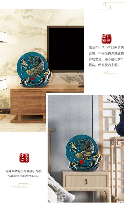 China Leader National gift- HOME office Comapny thriving business Mascot FENG SHUI Golden Dragon Arawana fish carving Ornament