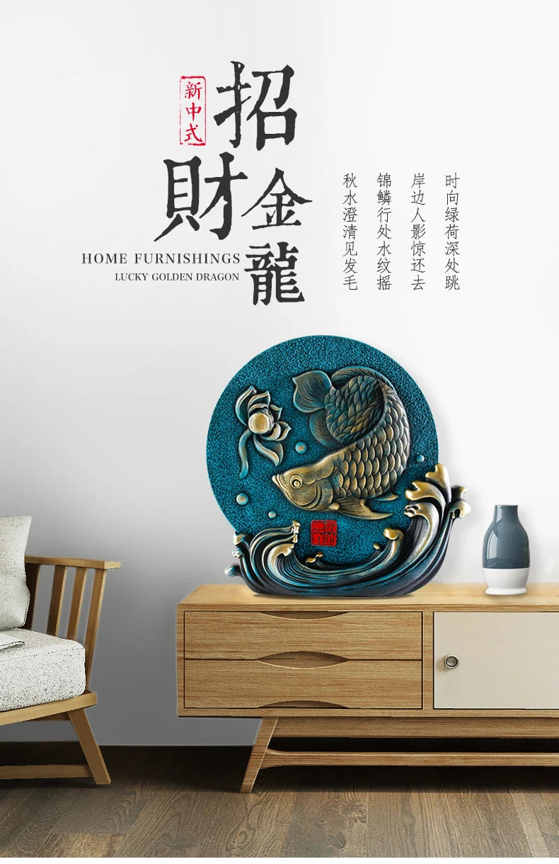 China Leader National gift- HOME office Comapny thriving business Mascot FENG SHUI Golden Dragon Arawana fish carving Ornament