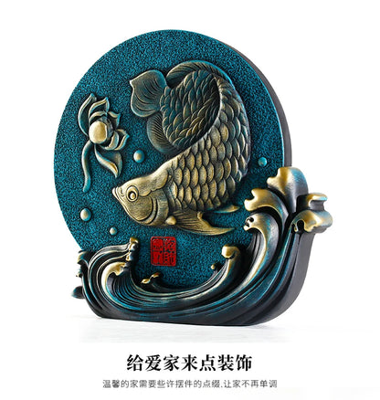 China Leader National gift- HOME office Comapny thriving business Mascot FENG SHUI Golden Dragon Arawana fish carving Ornament