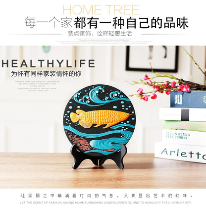 @ China Leader National gift HOME office Comapny thriving business Mascot FENG SHUI Golden Dragon Arawana fish carving Ornament