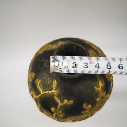 China Old Antique Bronze Gilding Plum blossom Magpie Vase Pot Brass Copper