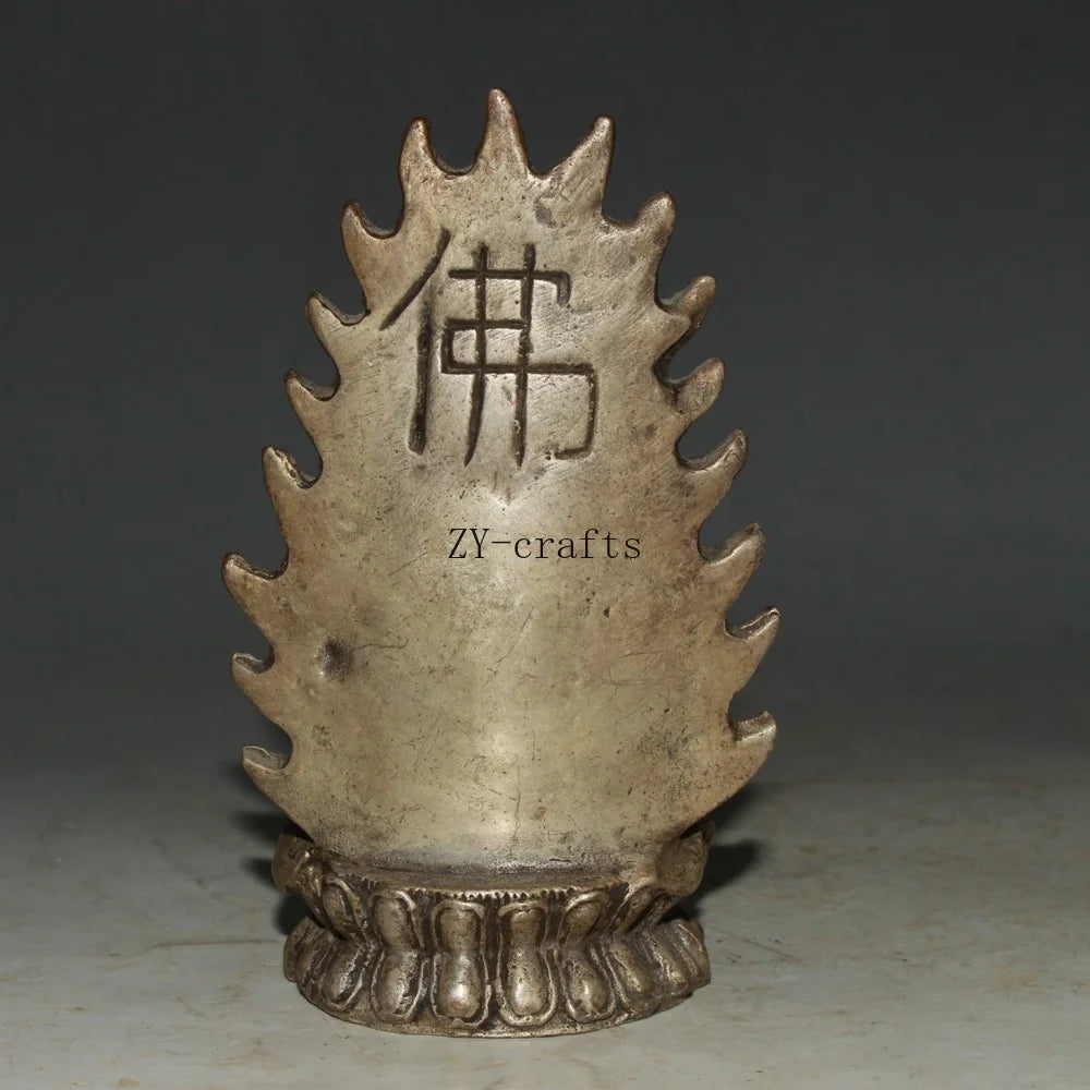 China Old Brass Lotus Guanyin Bodhisattva Buddha Statue