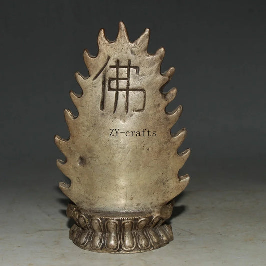 China Old Brass Lotus Guanyin Bodhisattva Buddha Statue