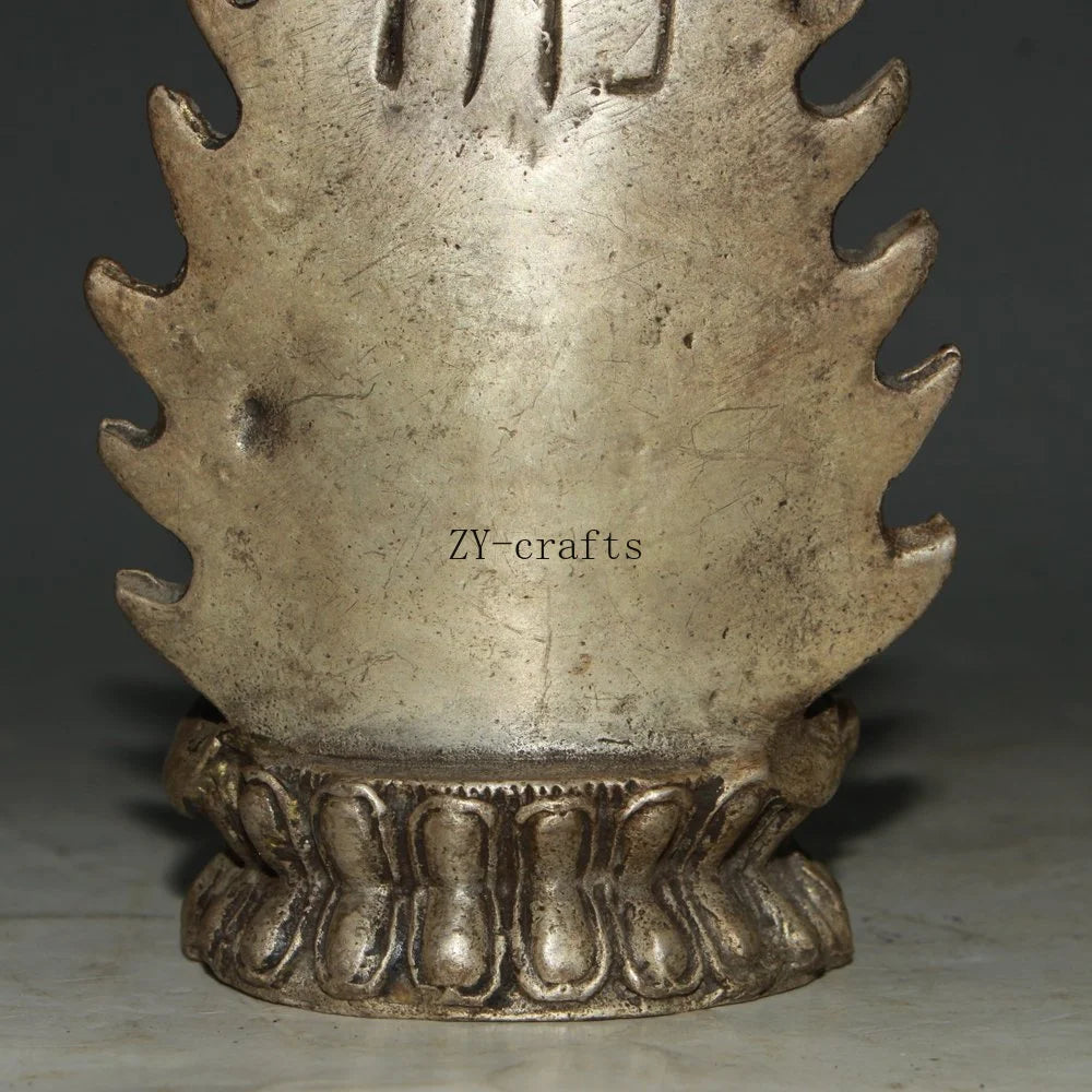 China Old Brass Lotus Guanyin Bodhisattva Buddha Statue