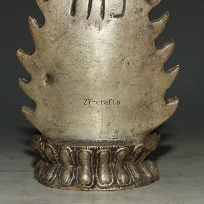 China Old Brass Lotus Guanyin Bodhisattva Buddha Statue