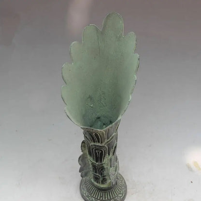China Old Fengshui Bronze Lifelike Peacock Vase Pot Statue