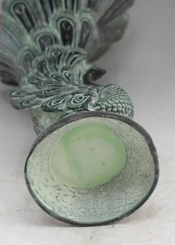 China Old Fengshui Bronze Lifelike Peacock Vase Pot Statue