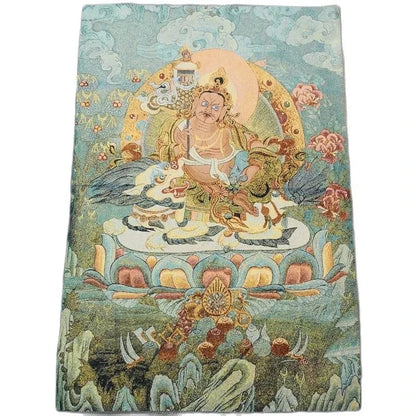 China Old Tibet Silk Thangka Like Hanging Painting Fengshui Tibetan God Of Fortune Buddha Statue