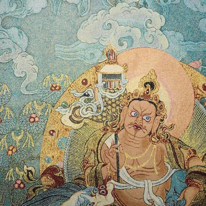 China Old Tibet Silk Thangka Like Hanging Painting Fengshui Tibetan God Of Fortune Buddha Statue