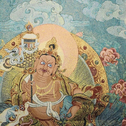 China Old Tibet Silk Thangka Like Hanging Painting Fengshui Tibetan God Of Fortune Buddha Statue