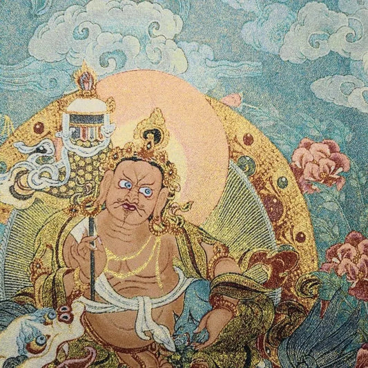China Old Tibet Silk Thangka Like Hanging Painting Fengshui Tibetan God Of Fortune Buddha Statue