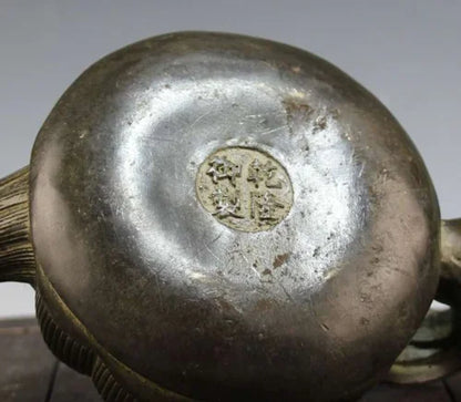China Old bronze Lotus flower Carved flower Teapot
