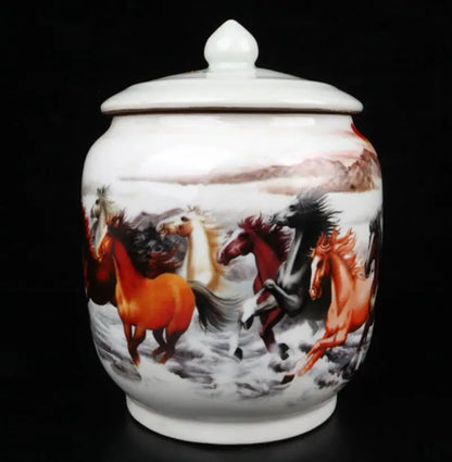 China Pastel ceramic Lid jar crafts statue