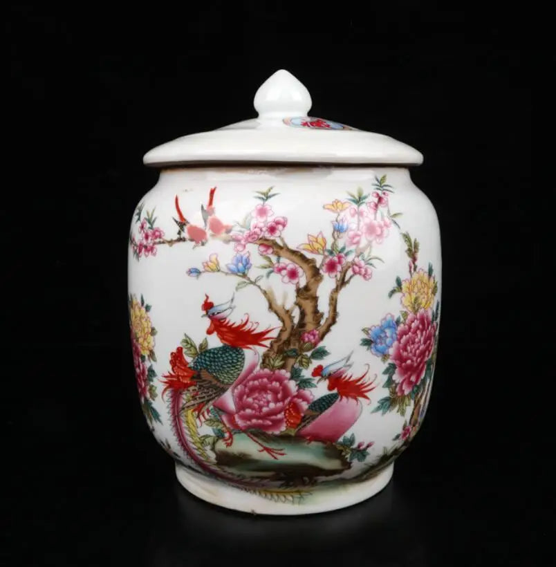 China Pastel ceramic Lid jar crafts statue