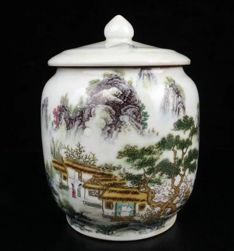 China Pastel ceramic Lid jar crafts statue