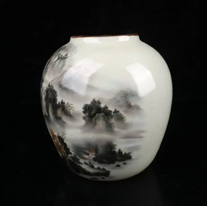 China Pastel ceramic earthen jar crafts statue A pair