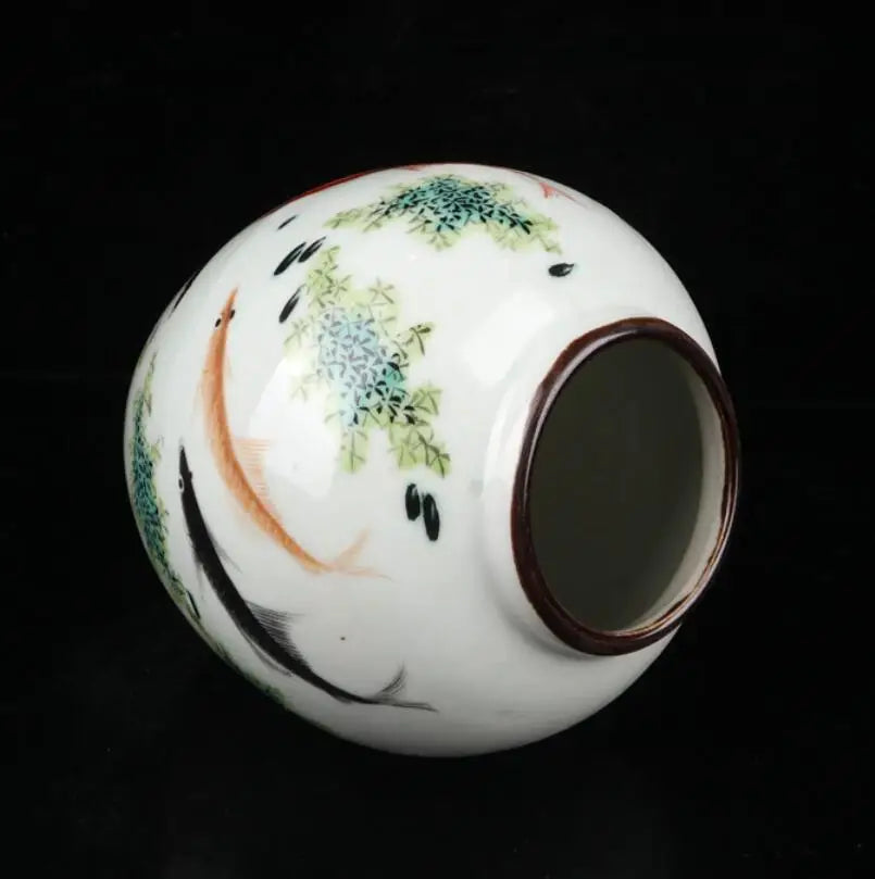 China Pastel ceramic earthen jar crafts statue A pair