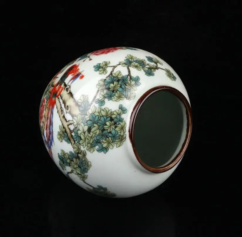China Pastel ceramic earthen jar crafts statue A pair