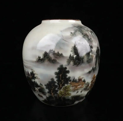 China Pastel ceramic earthen jar crafts statue A pair