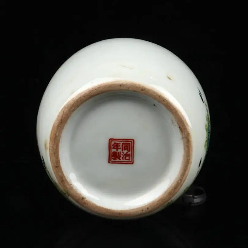 China Pastel ceramic earthen jar crafts statue A pair