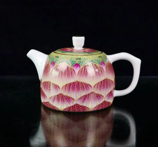 China Pastel ceramic lotus teapot crafts statue