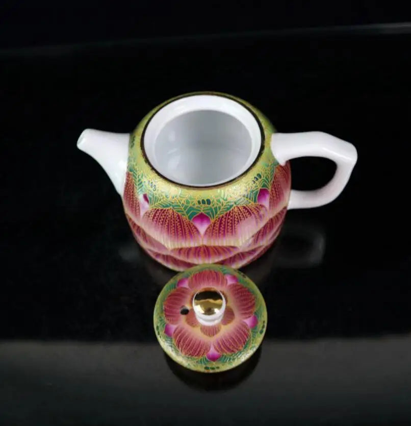 China Pastel ceramic lotus teapot crafts statue