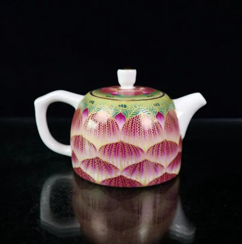 China Pastel ceramic lotus teapot crafts statue