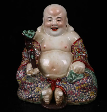 China Pastel ceramic ruyi maitreya Buddha crafts statue