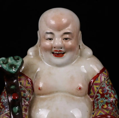 China Pastel ceramic ruyi maitreya Buddha crafts statue