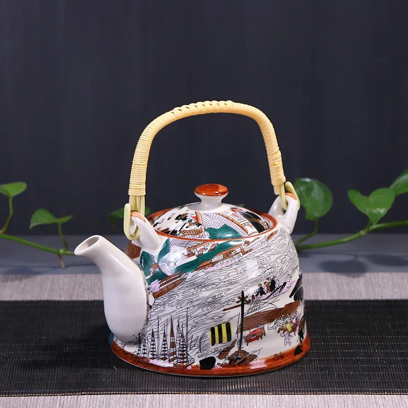 China  Porcelain Teapot with Strainer Net High Capacity 900ML Traditional Chinese Retro Ceramic Tea Set H189