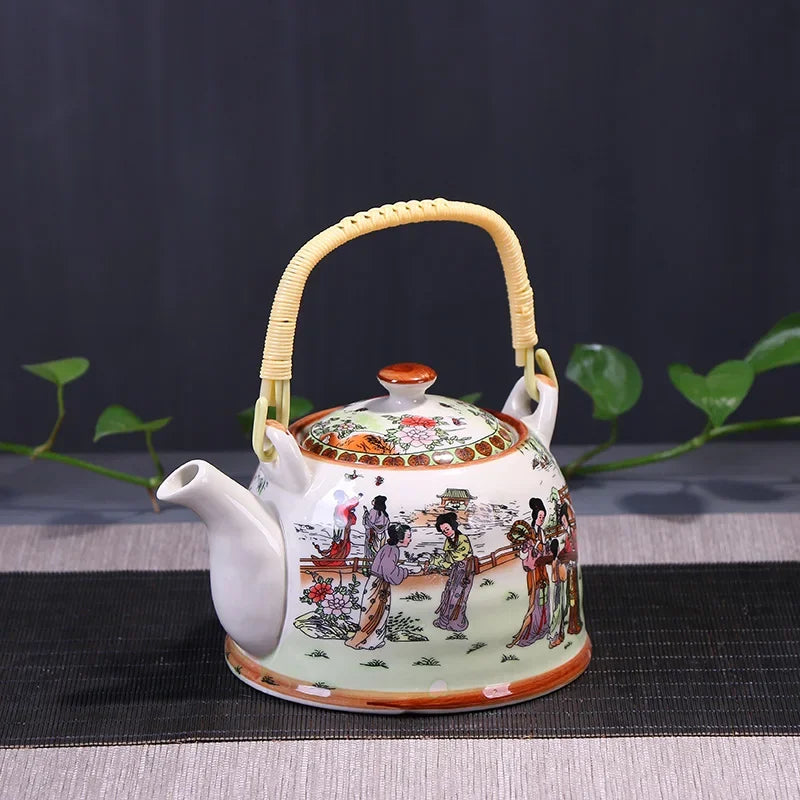China  Porcelain Teapot with Strainer Net High Capacity 900ML Traditional Chinese Retro Ceramic Tea Set H189