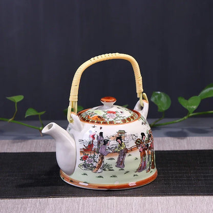 China  Porcelain Teapot with Strainer Net High Capacity 900ML Traditional Chinese Retro Ceramic Tea Set H189