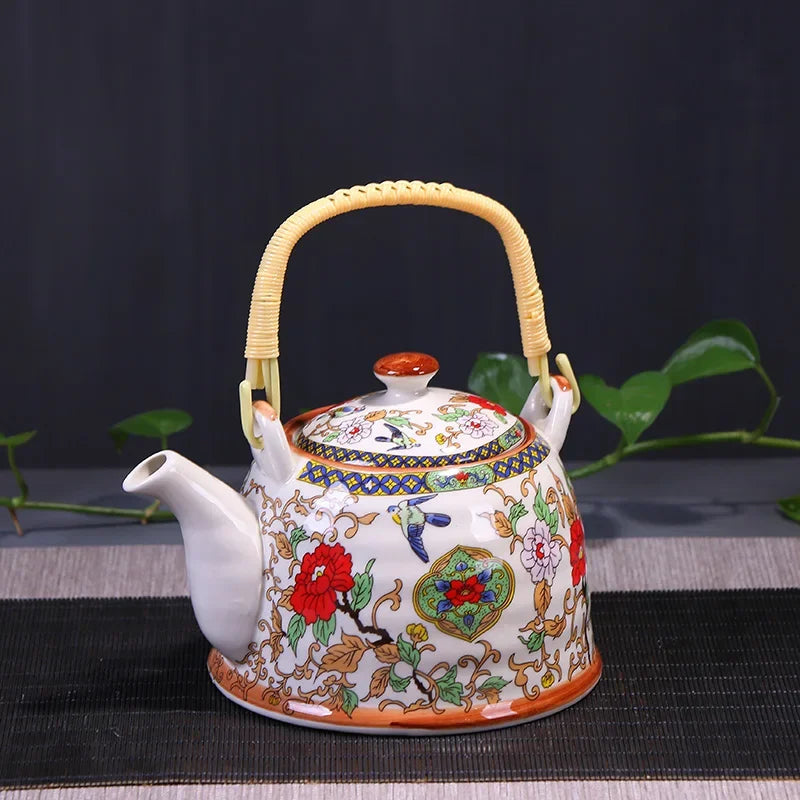 China  Porcelain Teapot with Strainer Net High Capacity 900ML Traditional Chinese Retro Ceramic Tea Set H189