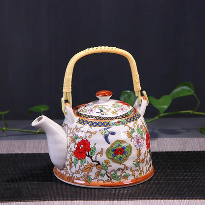 China  Porcelain Teapot with Strainer Net High Capacity 900ML Traditional Chinese Retro Ceramic Tea Set H189